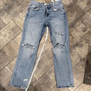 Zara Light Blue Distressed Women Jeans